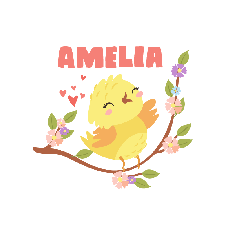 Poster personalizabil pasărea galbenă veselă - TenStickers