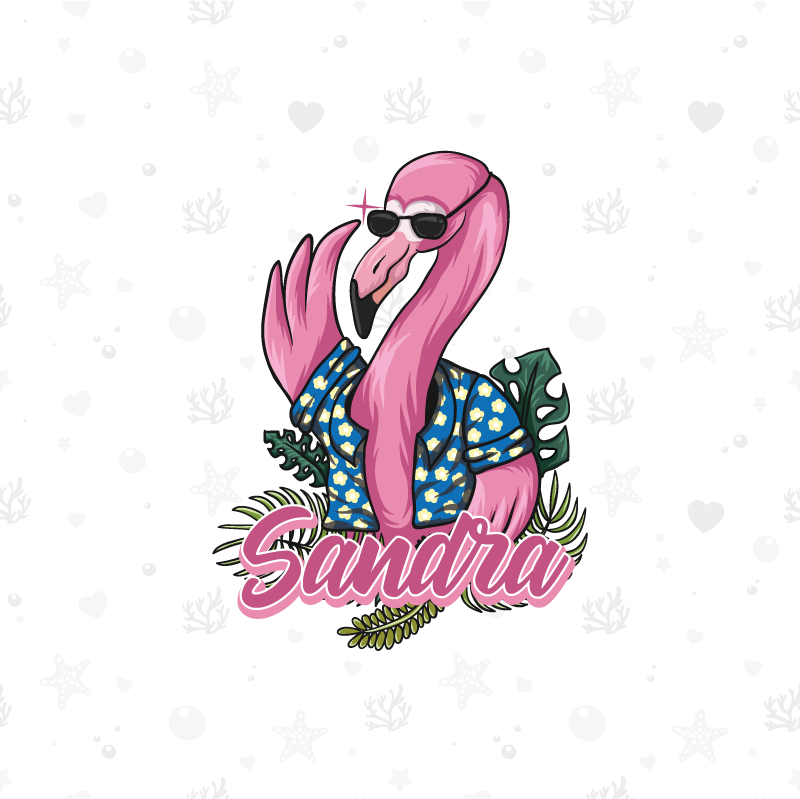 Poster personalizabil vibe fain cu flamingo - TenStickers