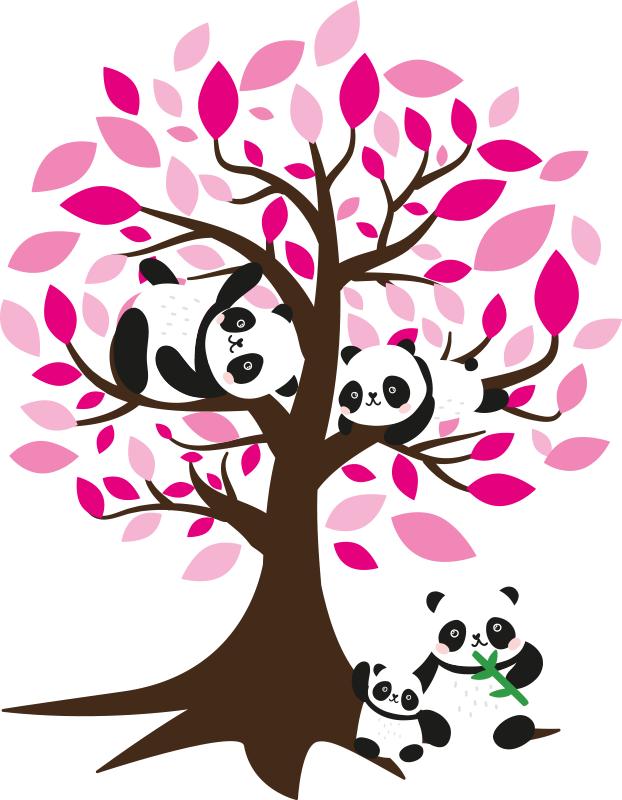 Poster cu copaci autocolant cu panda copii - TenStickers