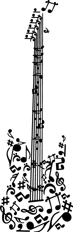 Poster musicaluri vinil decorativ chitară cu pentagramă - TenStickers