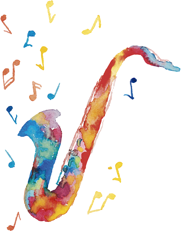 Poster musicaluri saxofon colorat - TenStickers