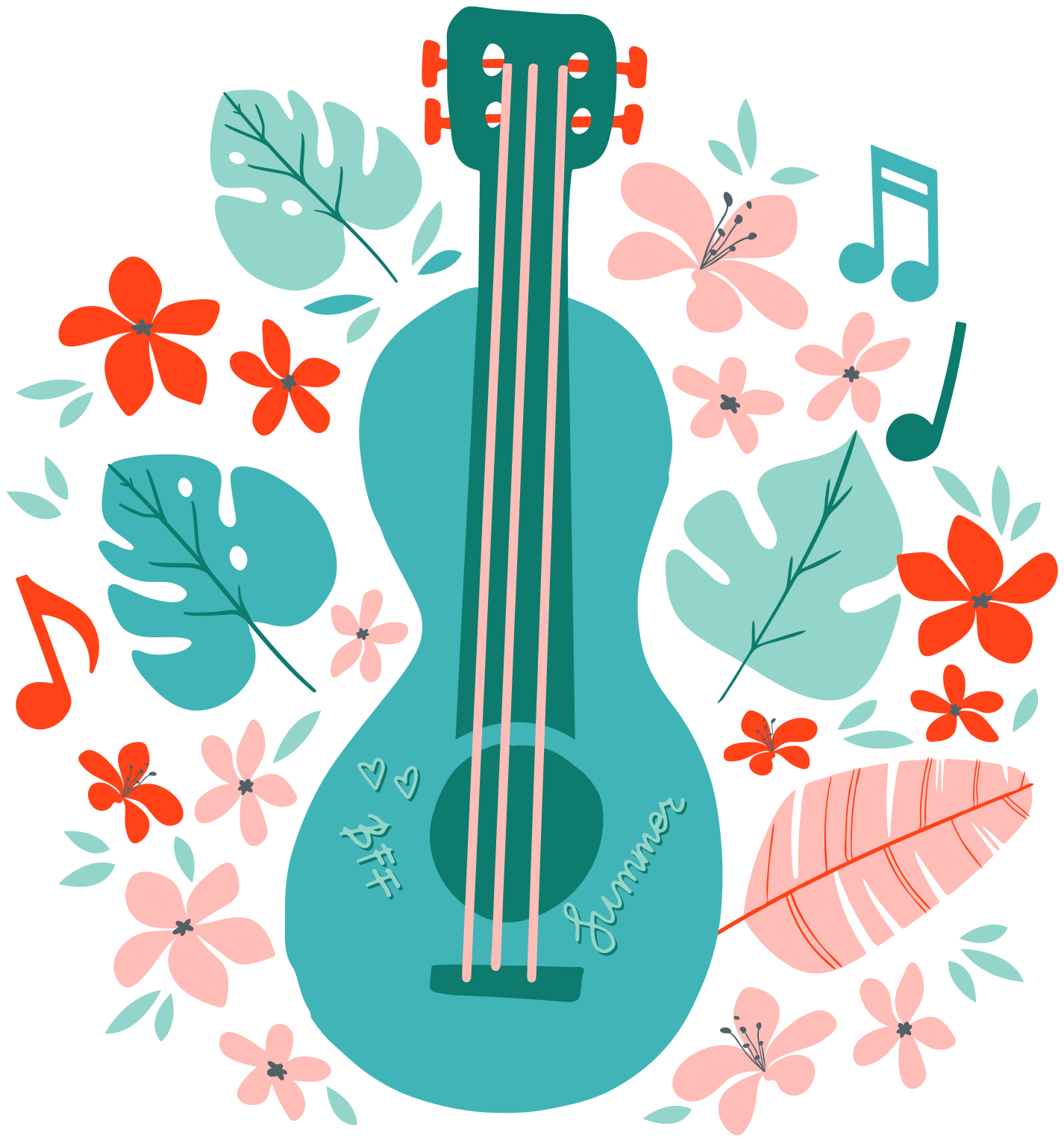 Poster musicaluri chitară cu flori - TenStickers