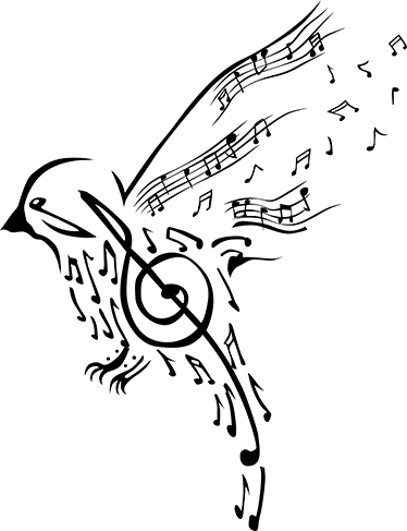 Poster musicaluri cu pasăre și note muzicale - TenStickers