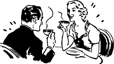 Poster vintage cuplu savurând cafea - TenStickers