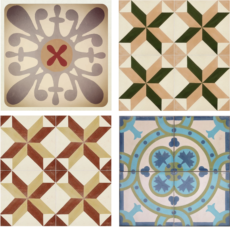 Poster vintage cenefa decorativă mozaic hidraulic variat - TenStickers
