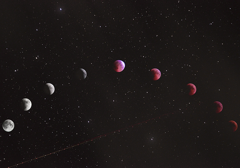 Poster cu peisaje fazele lunii cu fundal galactic - TenStickers
