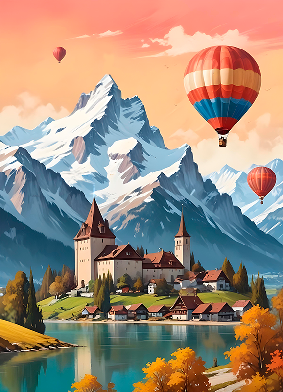 Poster cu peisaje chateau d'oex - TenStickers