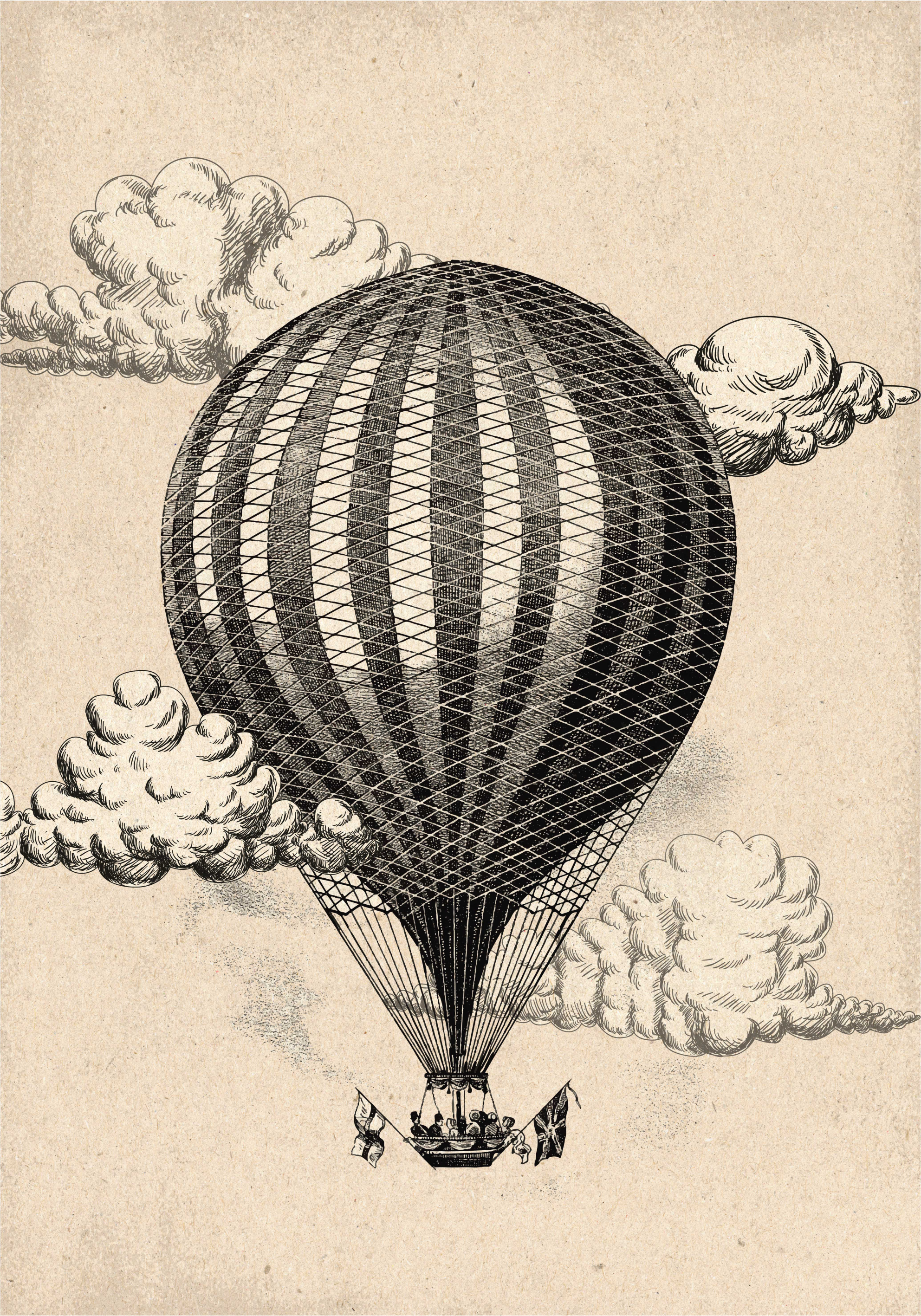 Poster vintage cu balon cu aer cald vintage - TenStickers