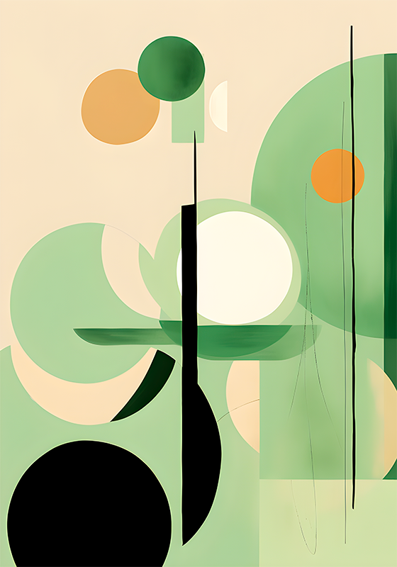 Poster abstract cu figuri verzi - TenStickers