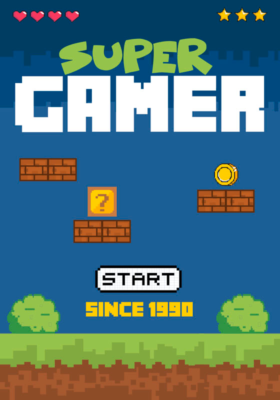 Poster joc video stil retro „super gamer” - TenStickers