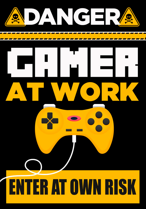 Poster joc video pericol gamer la lucru - TenStickers