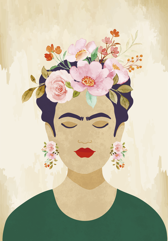 Poster cu flori femeie cu flori - TenStickers