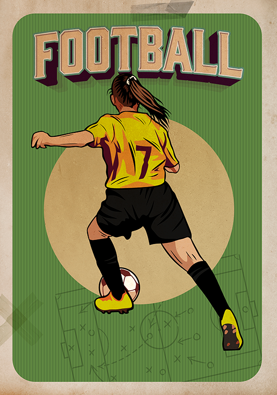 Poster fotbal retro femei - TenStickers