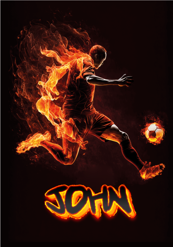 Poster fotbal jucător de fotbal în flăcări - TenStickers