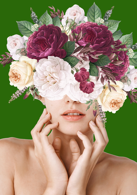 Poster arta femeie florală - TenStickers