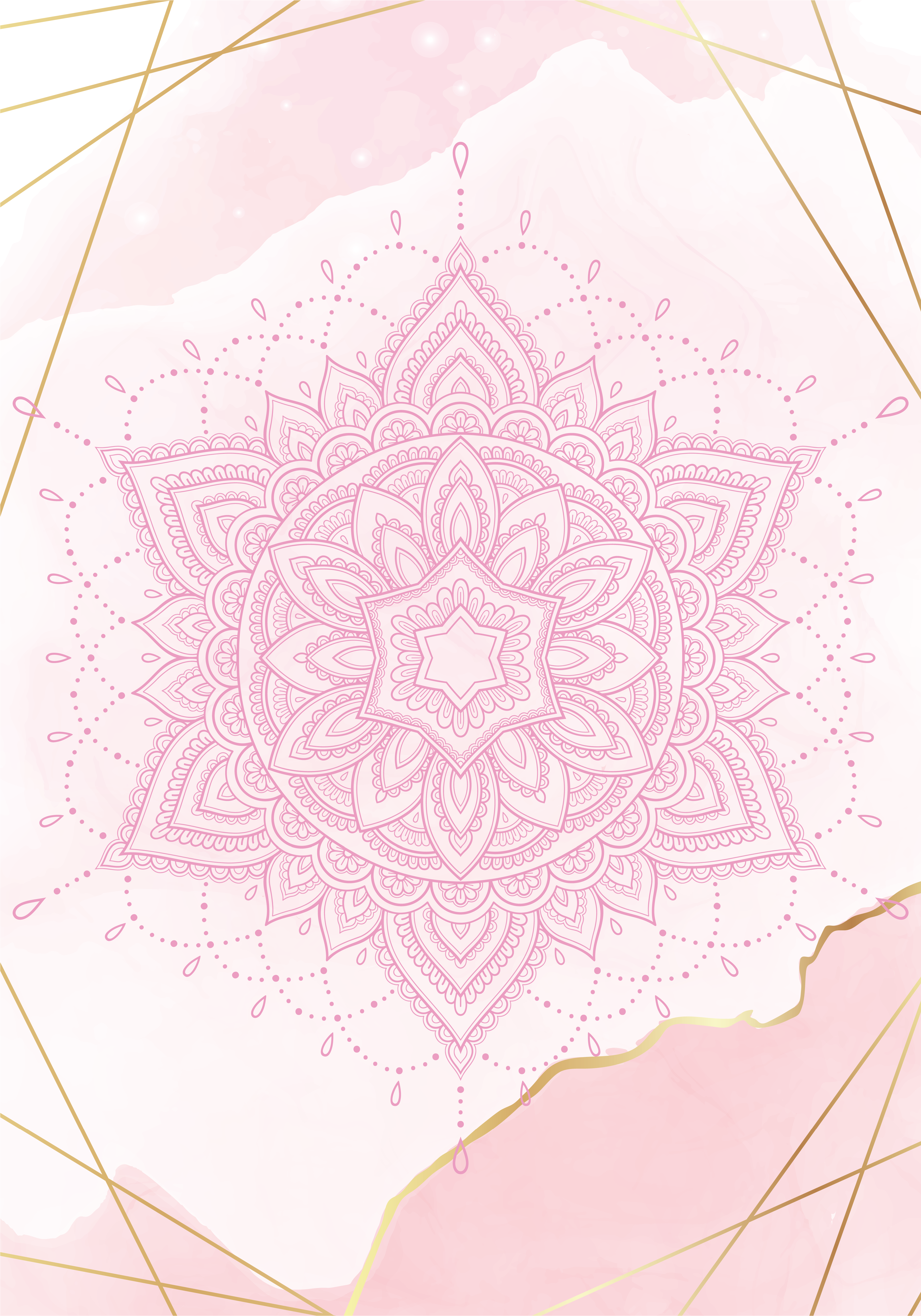 Poster zen mandala roz acquerelată - TenStickers