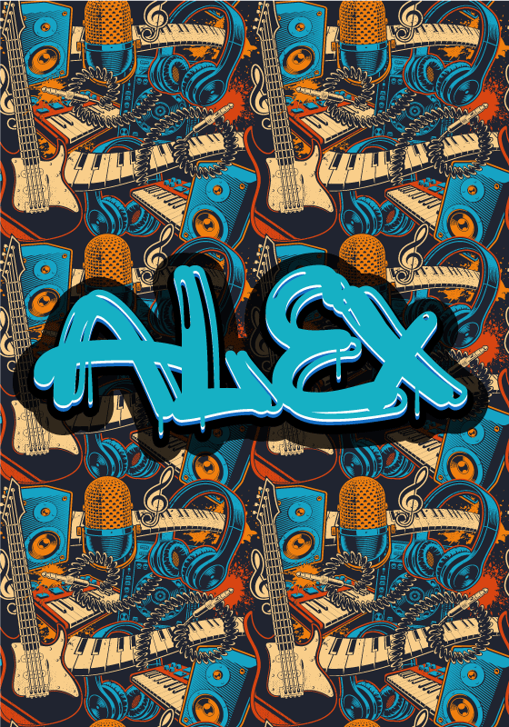 Poster personalizat cu graffiti muzical retro - TenStickers