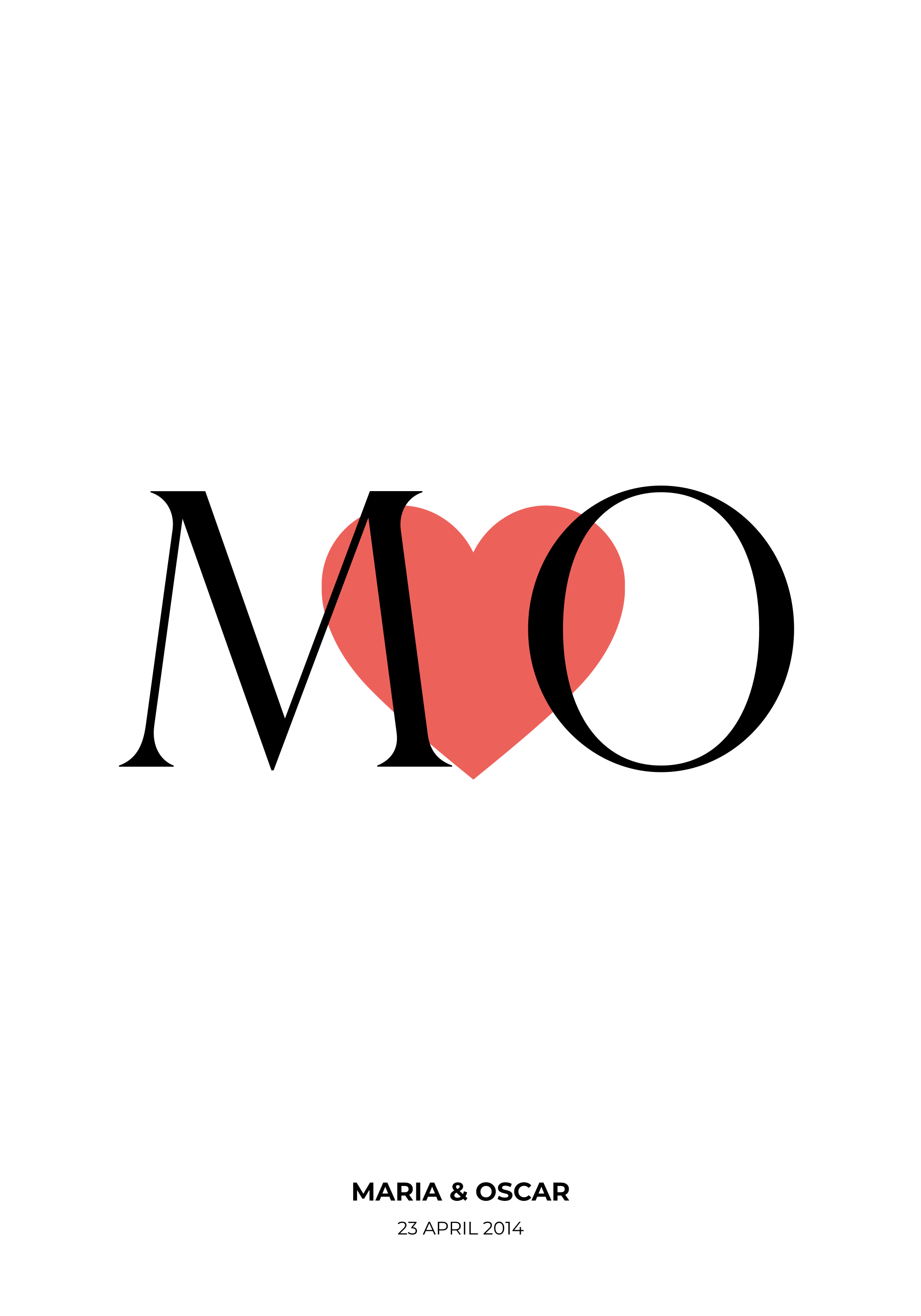 Inițiale personalizate dragoste afiș personalizabil - TenStickers