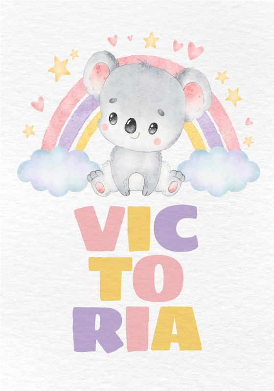 Poster pentru copii koala și curcubeu - TenStickers