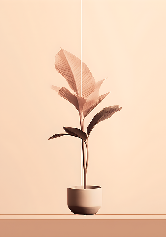 Poster minimalist plantă verticală în culori bej - TenStickers