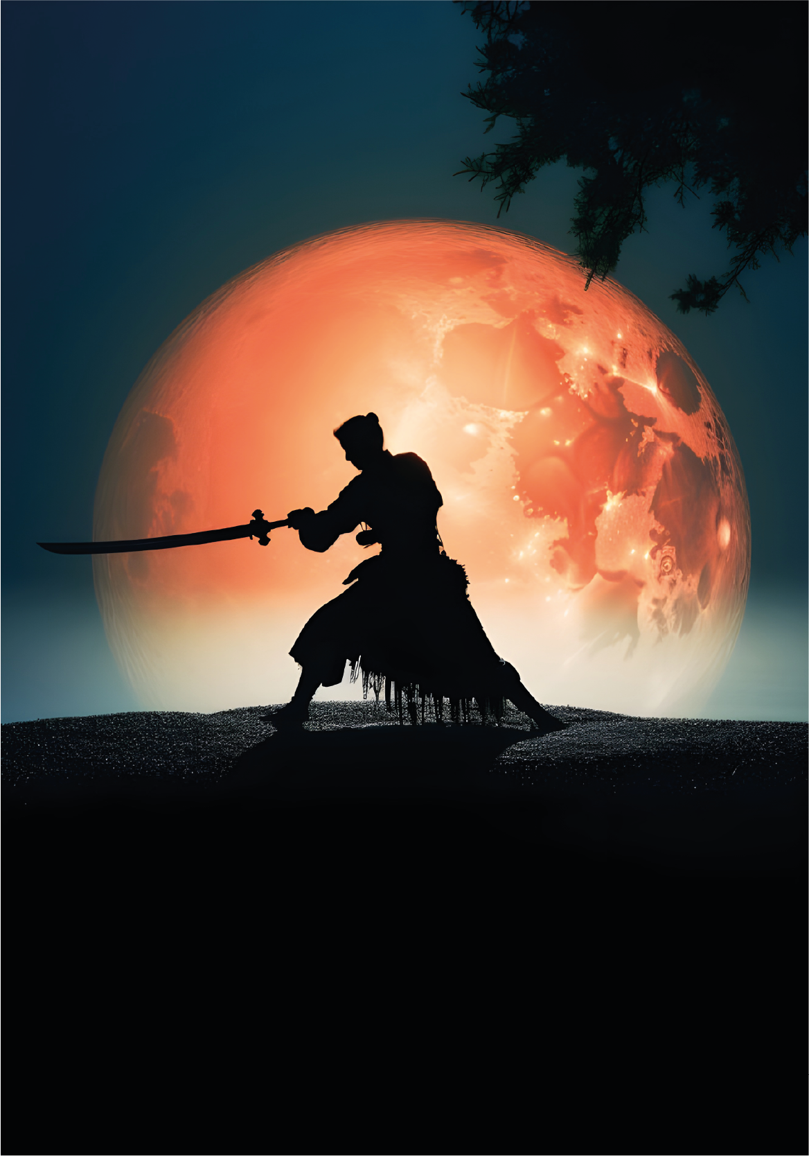 Poster pentru tineret samurai iluminat din spate - TenStickers