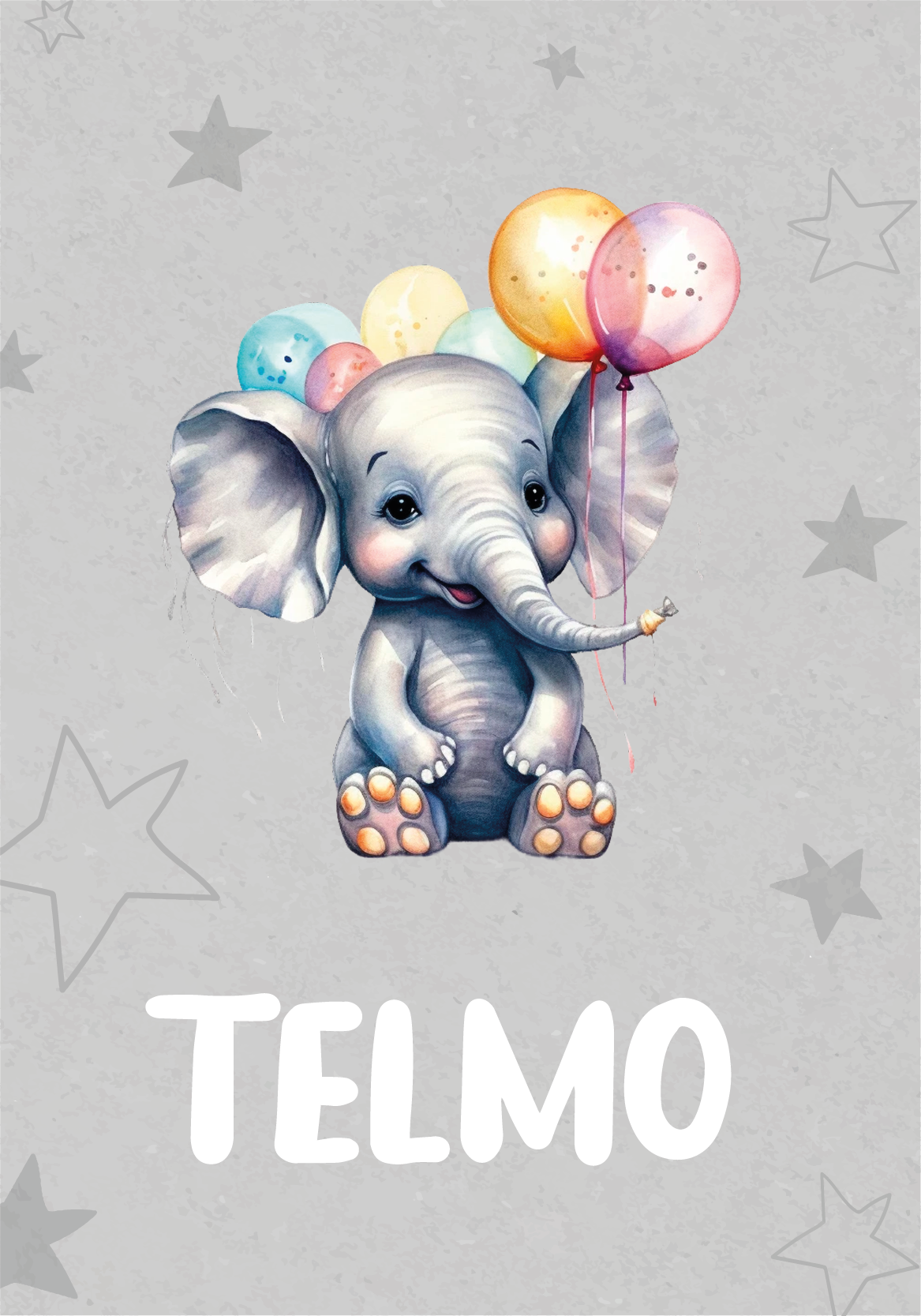Poster cu alte animale pui de elefant cu baloane - TenStickers