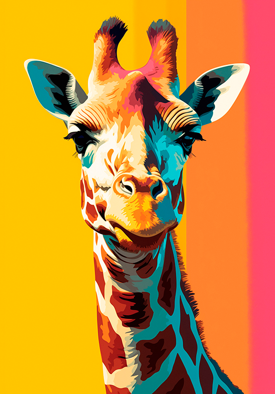 Poster artă pop portret de girafă - TenStickers