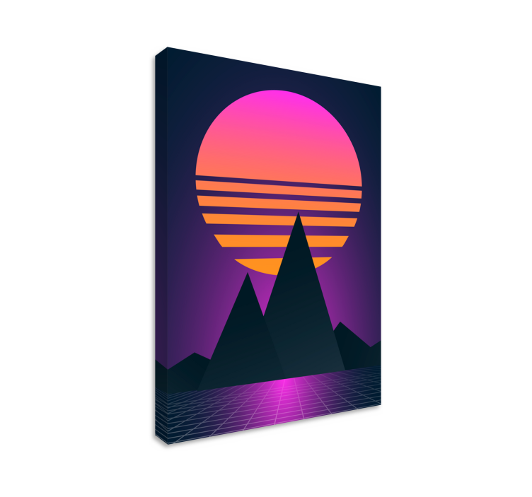 Tablou vintage apus de soare synthwave - TenStickers