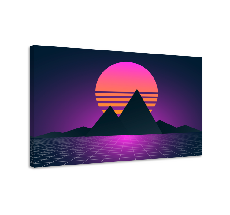 Tablou vintage peisaj montan synthwave - TenStickers