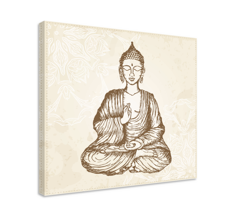 Buda vintage florale buddha artă de perete - TenStickers