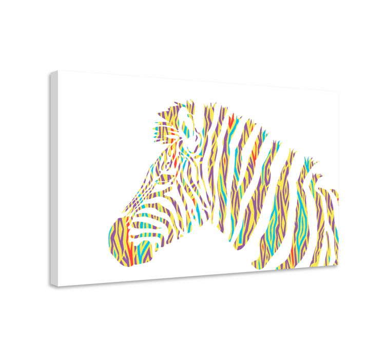 Tablou animale cap de zebra colorat - TenStickers