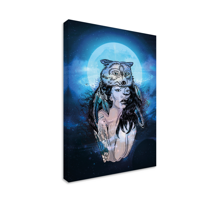 Lup luna femeie retro canvas art - TenStickers