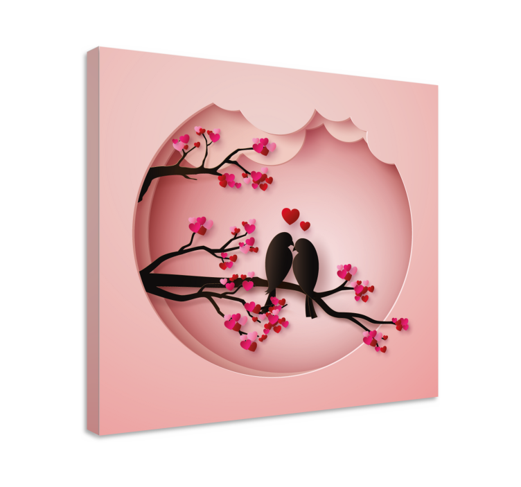 Păsări moderne care sărută pânza de artă - TenStickers