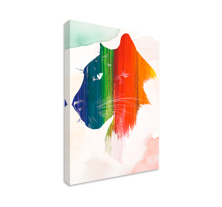 Tablou pisici profil de leu colorat - TenStickers