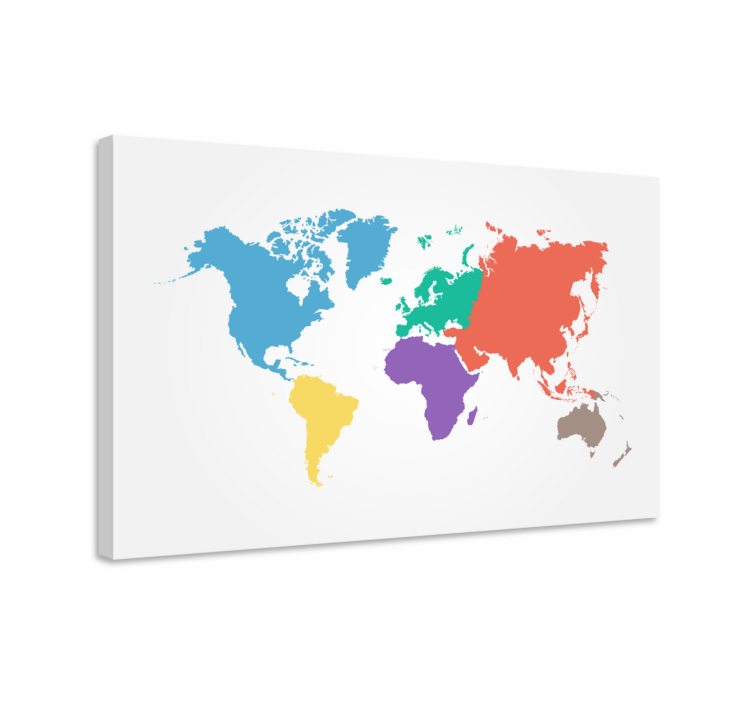 Pânză colorată a hărții lumii continent - TenStickers