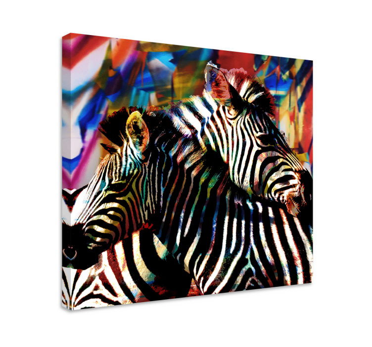 Tablou animale pereche de zebre colorate - TenStickers