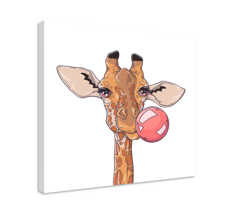 Tablou animale girafă cu bula - TenStickers
