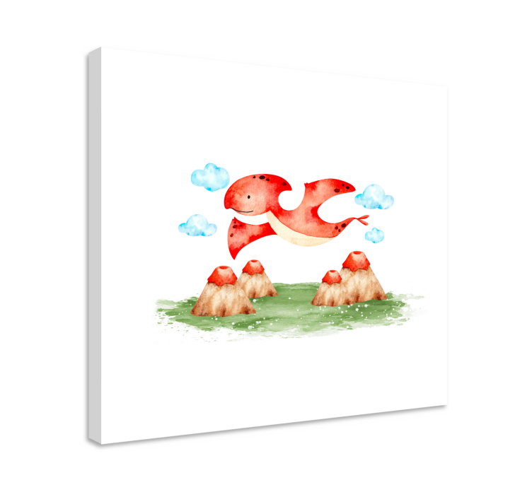 Tablou dinozauri creatură roșie zburătoare - TenStickers