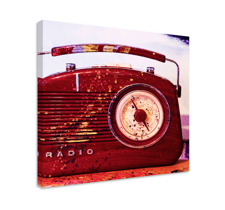 Arta de pânză retro radio vintage roșu - TenStickers