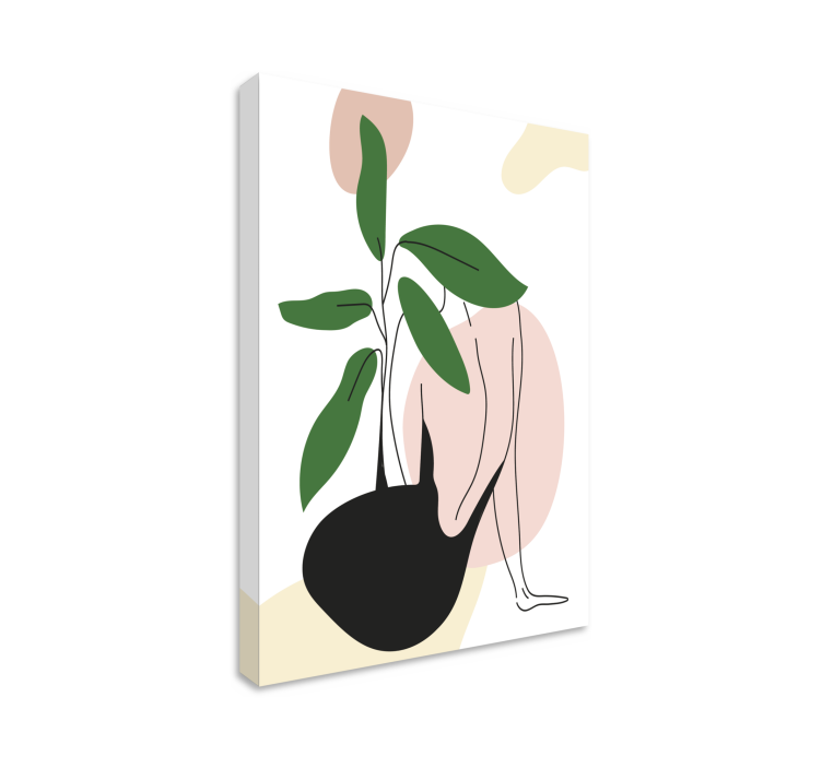 Tablou abstract cu figură feminină și plantă - TenStickers