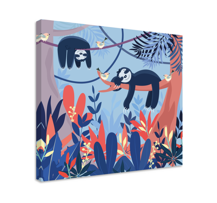 Tablou animale leneși pe ramură - TenStickers