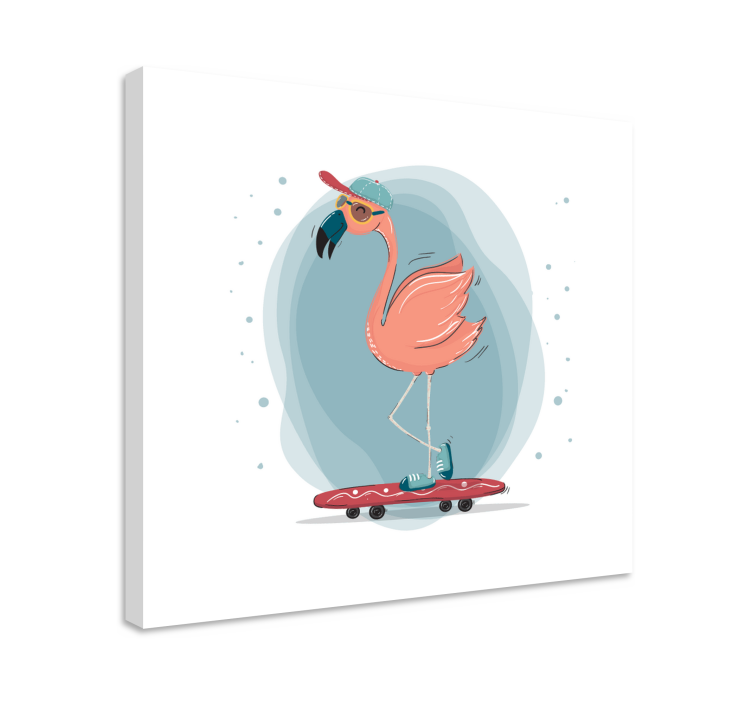 Tablou animale flamingo pe patine - TenStickers