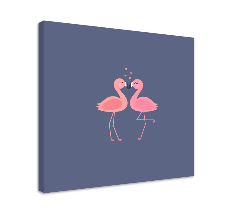 Flamingo-urile formând o artă de pânză de intrare a inimii - TenStickers