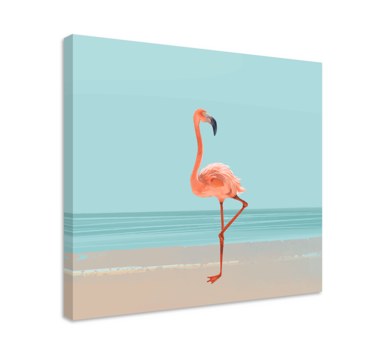 Imagine flamingo pe pânză de nisip artă de perete - TenStickers