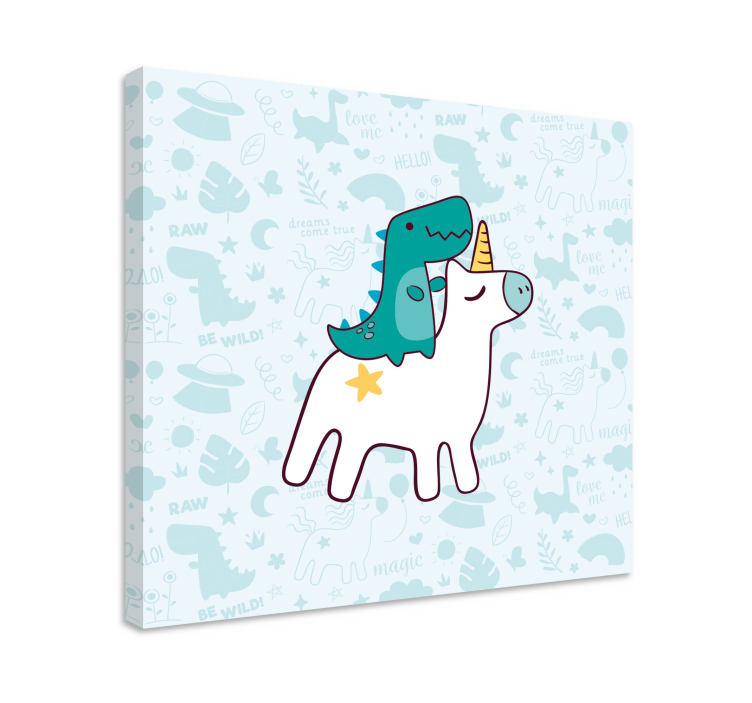 Tablou unicorni dino pe unicorn - TenStickers