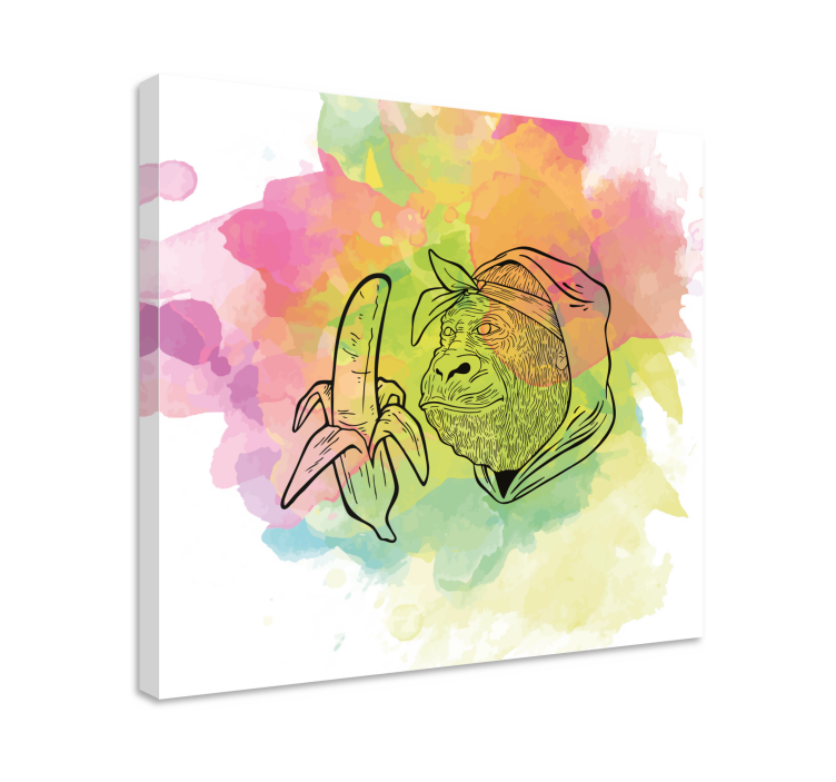 Tablou alfabet gorilla cu banană - TenStickers