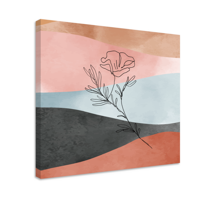 Tablou flori şi plante schiţă florală abstractă - TenStickers