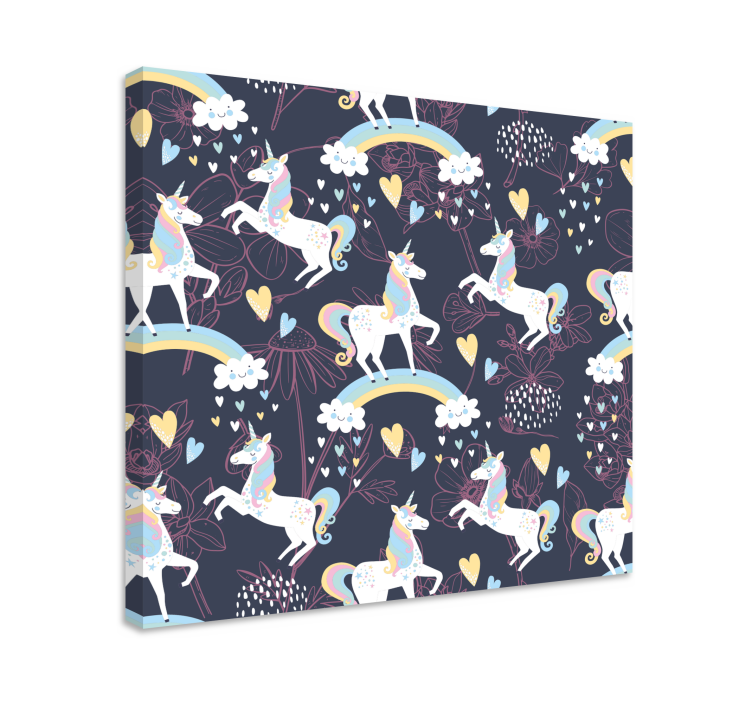 Unicorni albi fundal întunecat pânză de pepinieră - TenStickers