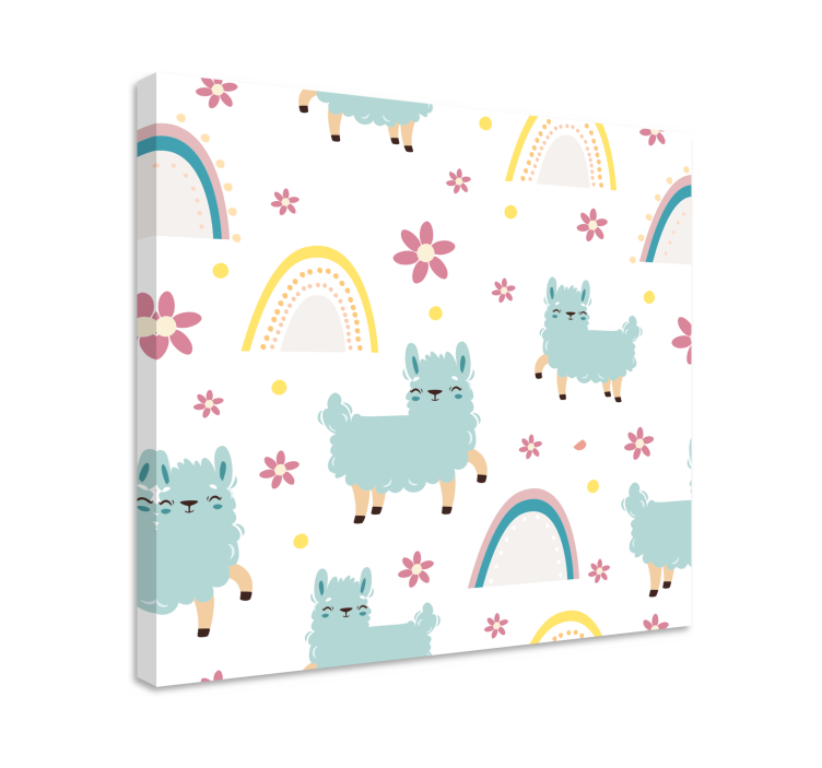 Tablou animale llama și flori - TenStickers