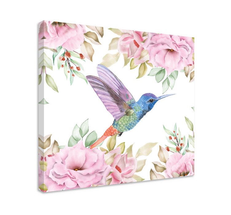 Tablou păsări colibri printre trandafiri - TenStickers